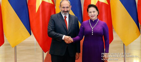 Премьер-министр Армении Никол Пашинян встретился с председателем парламента Вьетнама Нгуен Тхи Ким Нган (6 июля 2019). Ханой - Sputnik Արմենիա