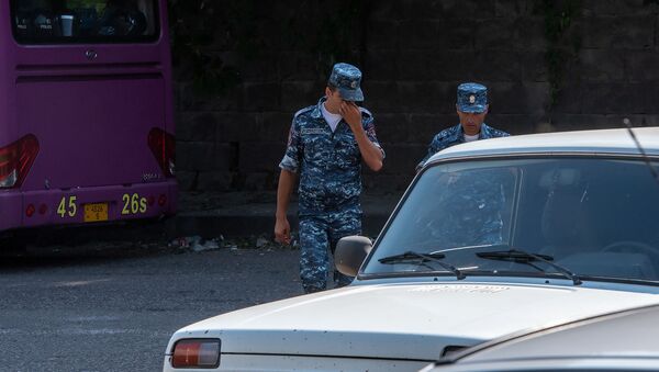 Полицейские на улицах в Иджеване - Sputnik Армения