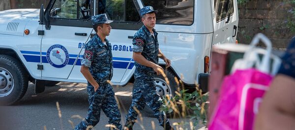 Полицейские на улицах в Иджеване - Sputnik Армения