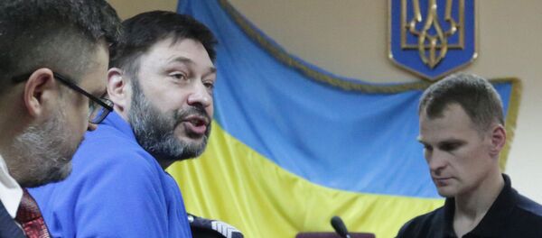 Руководитель портала РИА Новости Украина Кирилл Вышинский на заседании Подольского суда (19 июля 2019). Киев - Sputnik Армения