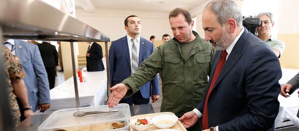 Премьер-министр Никол Пашинян в сопровождении министра обороны Давида Тонояна и начальника генштаба ВС Артака Давтяна посетил воинскую часть (19 июля 2019). Армавир - Sputnik Армения