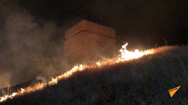 Пожар при въезде в Ереван: на место происшествия прибыли спасатели МЧС Армении – видео - Sputnik Армения