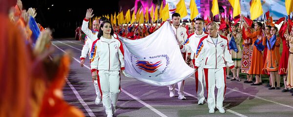 Торжественная церемония открытия 7-х Панармянских игр (6 августа 2019). Степанакерт Торжественная церемония открытия 7-х Панармянских игр (6 августа 2019). Степанакерт - Sputnik Армения