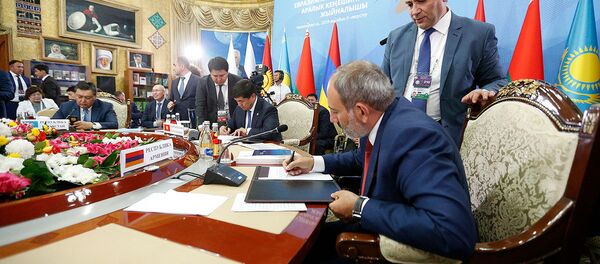 Премьер-министры стран ЕАЭС на заседании Евразийского межправительственного совета (9 августа 2019). Чолпон-Ата - Sputnik Армения