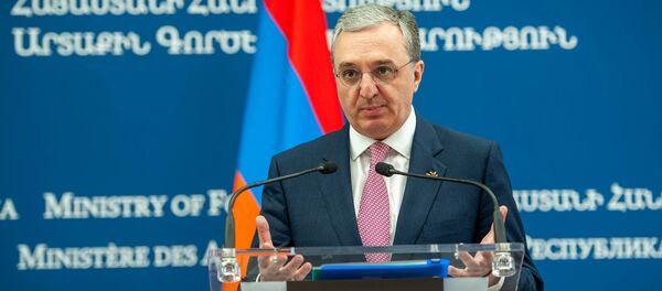 Министр иностранных дел Армении Зограб Мнацаканян во время пресс-конференции с главой МИД Уругвая (14 августа 2019). Еревaн - Sputnik Армения