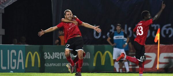 Футболисты ФК Арарат Армения празднуют второй гол в ворота ФК Сабуртало в ответном матче квалификационного раунда Лиги Европы 2019-2020 (14 августа 2019). Тбилиси - Sputnik Արմենիա