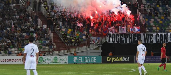 Болельщики ФК Арарат Армения на стадионе имени Михаила Месхи во время ответного матча квалификационного раунда Лиги Европы 2019-2020 против тбилисского Сабуртало (14 августа 2019). Тбилиси - Sputnik Армения