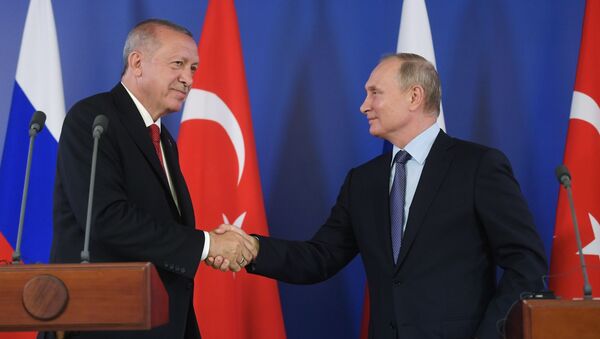 Президент РФ В. Путин и президент Турции Р. Т. Эрдоган посетили авиасалон МАКС 2019 - Sputnik Արմենիա