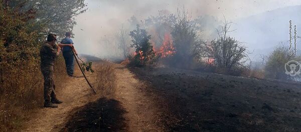 Военнослужащие армянской армии помогают спасателям МЧС при тушении лесных пожаров (27 августа 2019). Капан Военнослужащие армянской армии помогают спасателям МЧС при тушении лесных пожаров (27 августа 2019). Капан - Sputnik Армения
