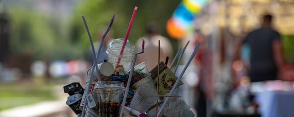 Переполненный мусорный бак в Ереване Переполненный мусорный бак в Ереване - Sputnik Армения