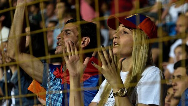 Болельщики сборной Армении по футболу наблюдают за очередной атакой сборной Италии - Sputnik Արմենիա