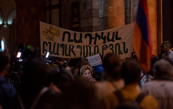 Акция протеста против эксплуатации Амулсара перед Домом правительства (11 сентября 2019). Еревaн - Sputnik Армения