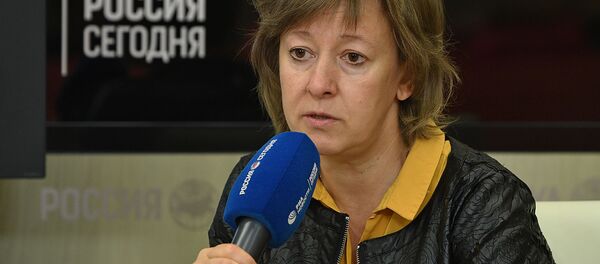 Министр торговли ЕЭК Вероника Никишина во время видеомоста Москвa - Еревaн - Бишкек - Нур-Султан (16 сентября 2019). Москвa - Sputnik Армения