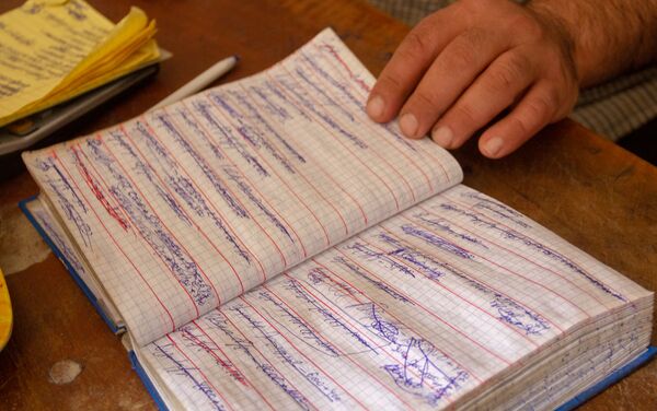 Тетрадь с долгами односельчан в магазине Хачика в селе Личк Сюникской области - Sputnik Армения