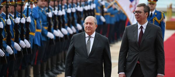 Церемония встречи официального визита президента Армении Армена Саркисяна в Сербию (4 октября 2019). Белград - Sputnik Армения