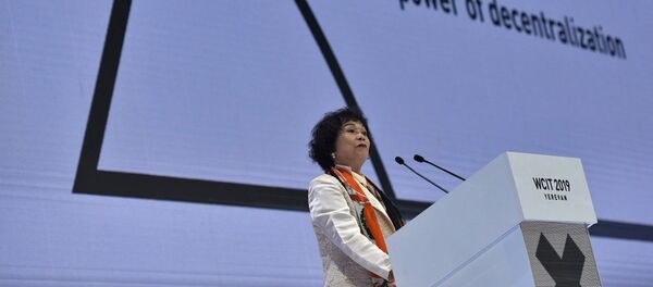 Президент Всемирного альянса информационных технологий и услуг (WITSA) Ивон Чу на открытии WCIT 2019 (7 октября 2019). Еревaн - Sputnik Армения