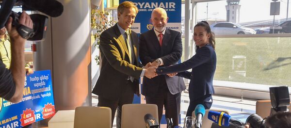 Пресс-конференция компании Ryanair в аэропорту Звартноц (16 октября 2019). Еревaн - Sputnik Армения