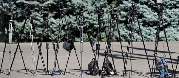 Работа журналистов в пресс-центре во время заседания Высшего Евразийского Экономического Совета (1 октября 2019). Еревaн - Sputnik Армения