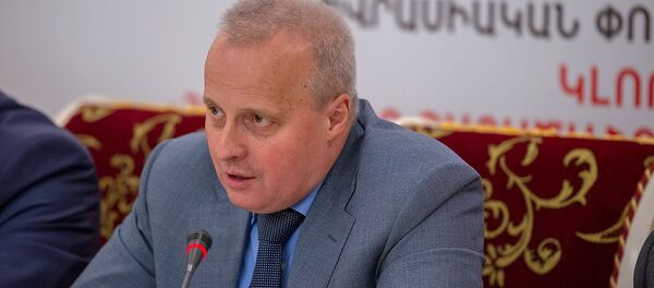 Посол России в Армении Сергей Копыркин во время круглого стола Роль ОДКБ в обеспечении региональной безопасности (4 ноября 2019). Еревaн - Sputnik Արմենիա