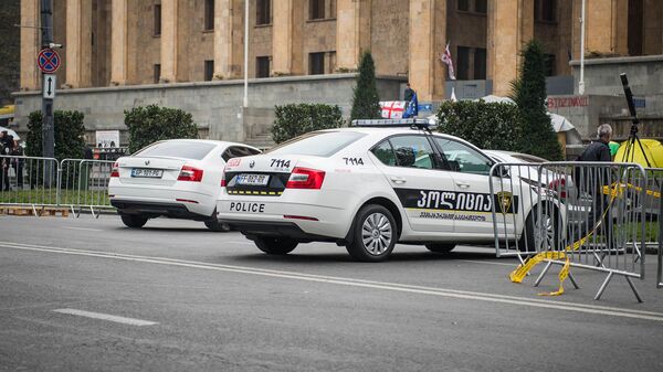 Полицейские автомобили перед зданием парламента Грузии на проспекте Руставели (15 ноября 2019). Тбилиси - Sputnik Армения