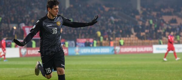 Вратарь сборной Армении Арам Айрапетян во время футбольного матча отборочного тура Евро-2020 между сборными Армении и Греции (15 ноября 2019). Еревaн - Sputnik Արմենիա