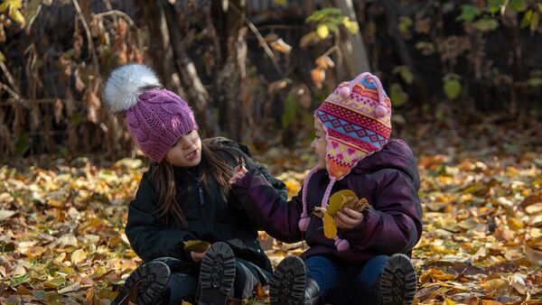 Ребятишки играют с листвой - Sputnik Армения