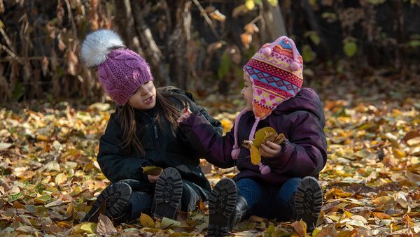 Ребятишки играют с листвой - Sputnik Արմենիա