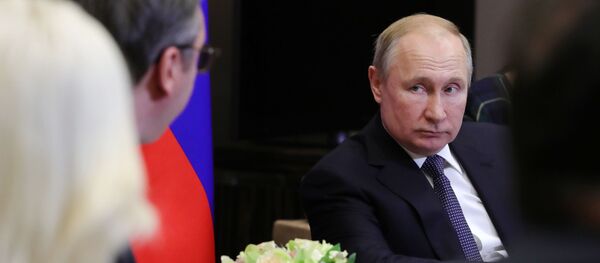 Президент РФ Владимир Путин во время встречи с президентом Сербии Александром Вучичем (4 декабря 2019) - Sputnik Армения