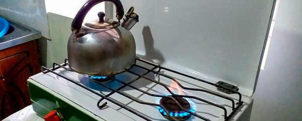 Плита, горящая на биогазе в селе Памбак, Гегаркуник - Sputnik Արմենիա