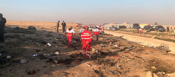 Спасатели у обломков потерпевшего крушение украинского самолета с 176 пассажирами возле аэропорта Имама Хомейни (8 января 2020). Тегеран - Sputnik Արմենիա