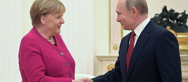Встреча президент России Владимира Путина и федерального канцлера Германии Ангелы Меркель (11 января 2020). Москвa Встреча президент России Владимира Путина и федерального канцлера Германии Ангелы Меркель (11 января 2020). Москвa - Sputnik Армения