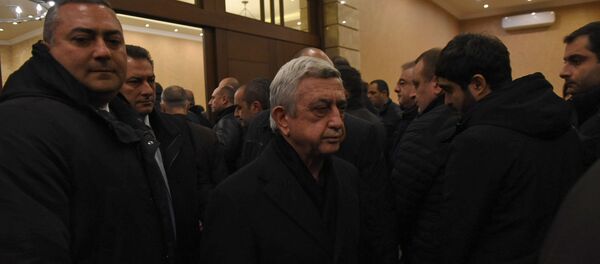  Серж Саргсян на панихиде Георгия Кутояна (19 января 2020). Еревaн - Sputnik Армения