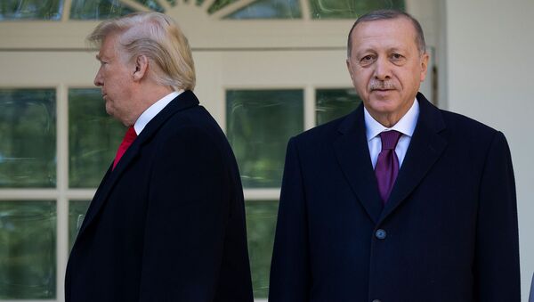 Президенты США Дональд Трамп уходит в Овальный кабинет после церемонии фотографирования с президентом Турции Реджепом Тайипом Эрдоганом (13 ноября 2019). Вашингтон - Sputnik Армения