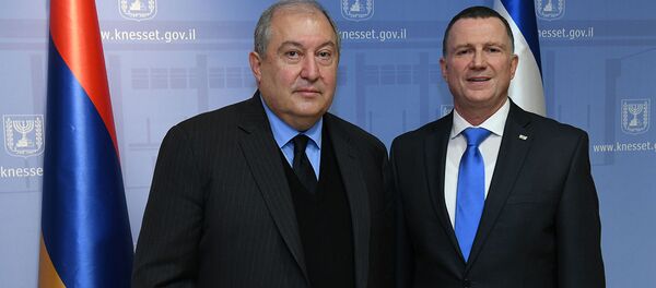 Встреча президента Армении Армена Саркисяна и председателя Кнессет Израиля Юлия Эдейштейна (23 января 2020). Иерусалим - Sputnik Արմենիա