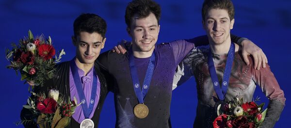 Призеры мужского одиночного катания на чемпионате Европы по фигурному катанию на церемонии награждения (23 января 2020). Грац Призеры мужского одиночного катания на чемпионате Европы по фигурному катанию на церемонии награждения (23 января 2020). Грац - Sputnik Արմենիա