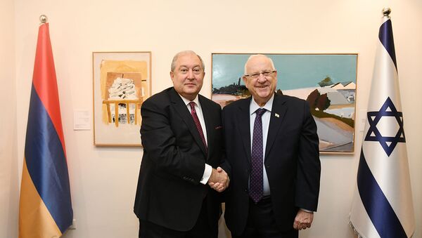 Президент Армении Армен Саркисян встретился с президентом Израиля Реувеном Ривлином (26 января 2020). Иерусалим - Sputnik Армения