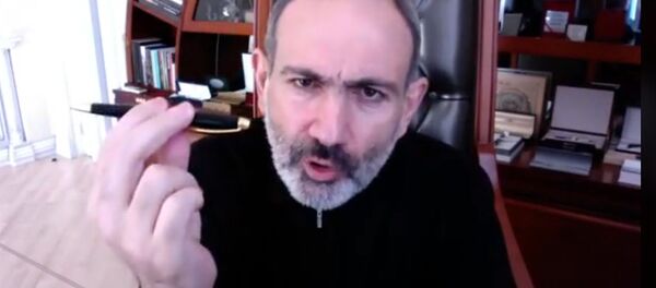 Никол Пашинян демонстрирует ручку, подаренную ему Грайром Товмасяном - Sputnik Армения