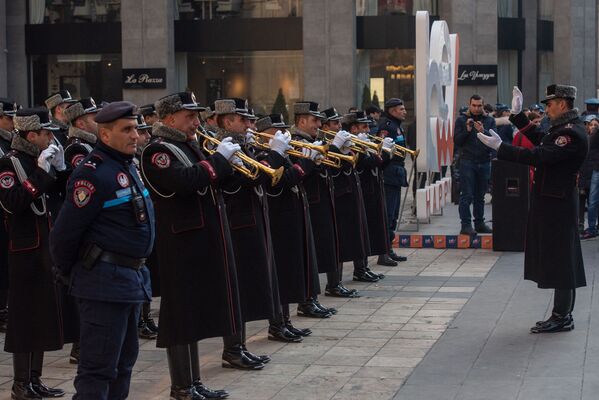  Военный оркестр войск полиции Армении во время празднования Дня Армии (28 января 2020). Еревaн - Sputnik Армения