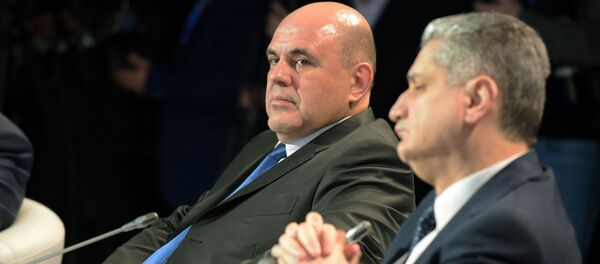 Михаил Мишустин и Тигран Саркисян (фокус на Мишустине) на цифровом форуме ЕАЭС (31 января 2020). Алматы - Sputnik Армения