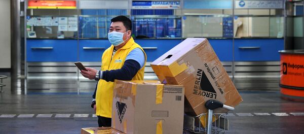 Иностранный турист в защитной маске в аэропорту Шереметьево - Sputnik Армения