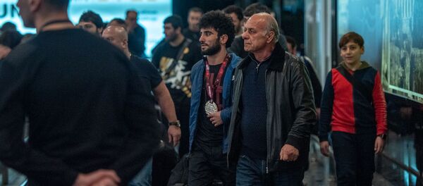 Борцы греко-римского стиля прибыли из Рима по окончании Чемпионата Европы (14 февраля 2020). Еревaн - Sputnik Армения