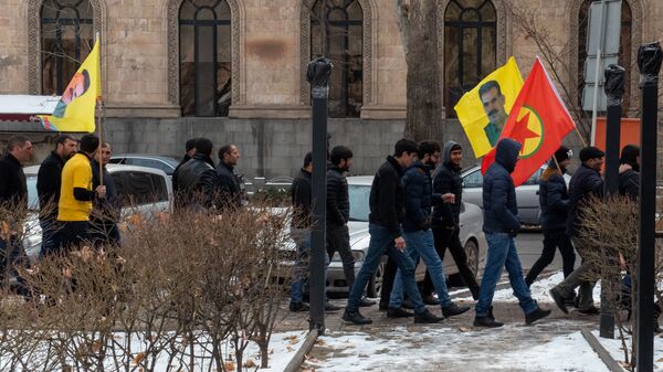 Акция протеста курдской общины Армении в поддержку Абдуллы Оджалана (15 февраля 2020). Еревaн - Sputnik Армения