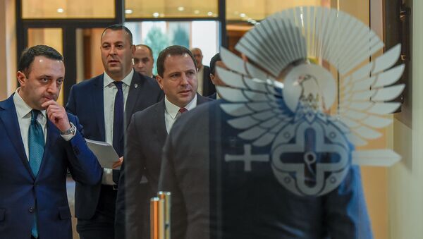 Министры обороны Армении и Грузии Давид Тоноян и Ираклий Гарибашвили перед началом совместной пресс-конференции (27 февраля 2020). Еревaн - Sputnik Արմենիա