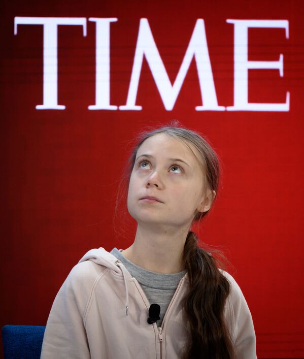 Шведская активистка Грета Тунберг во время ежегодной встречи Всемирного экономического форума в Давосе - Sputnik Армения