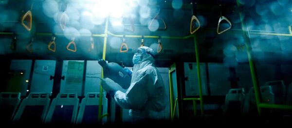 Дезинфекция общественного транспорта (14 марта 2020). Еревaн - Sputnik Армения