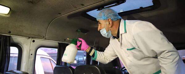 Дезинфекция общественного транспорта (15 марта 2020). Гюмри - Sputnik Армения