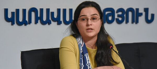 Пресс-секретарь министерства иностранных дел Армении Анна Нагдалян на пресс-конференции (18 марта 2020). Еревaн - Sputnik Армения