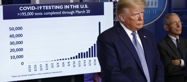 Президент Дональд Трамп на брифинге по коронавирусу в Белом доме (21 марта 2020). Вашингтон - Sputnik Армения