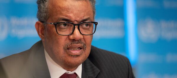 Генеральный директор Всемирной организации здравоохранения (ВОЗ) Тедрос Адханом Гебрейесус во время пресс-конференции, посвященной вспышке коронавирусной болезни (16 марта 220). Женева - Sputnik Армения