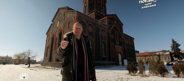 Кадр из юбилейного 300-го выпуска телепроекта Поедем поедим телеканала НТВ из Армении - Sputnik Армения